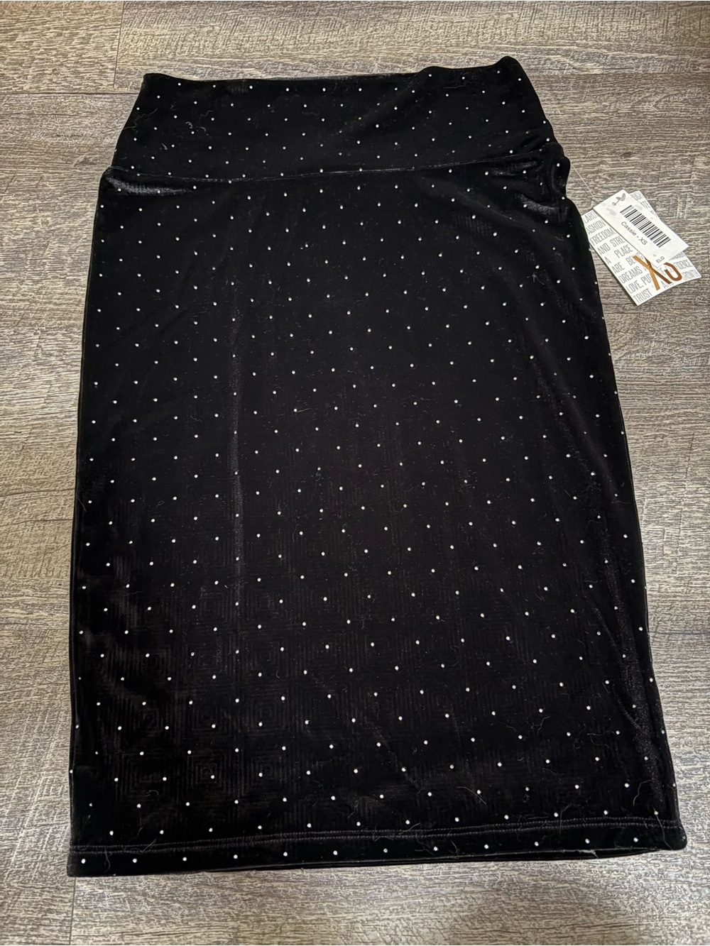 LuLaRoe Black Velvet Pencil Skirt with Tiny Silver Dots